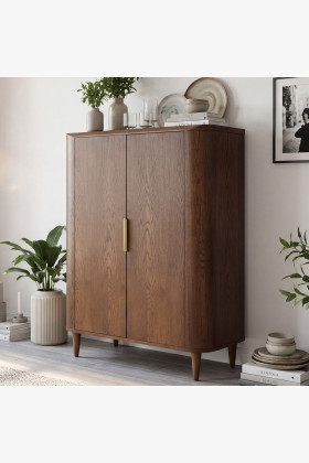 Buffetschrank 2 Türen Nussbaum Holz Esszimmer Stauraum